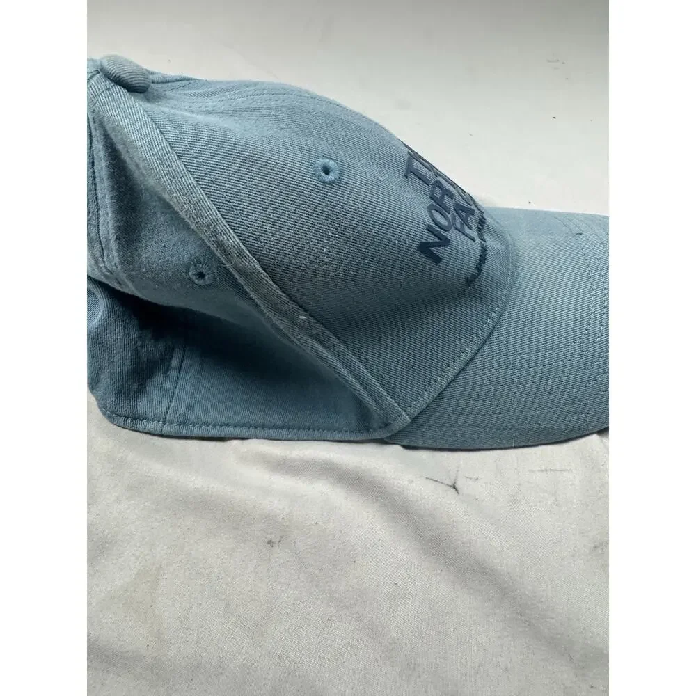 The North Face Blue Logo Baseball Cap Hat Adjustable Unisex One Size Cotton
